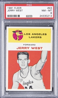 1961-62 Fleer #43 Jerry West Rookie Card – PSA NM-MT 8